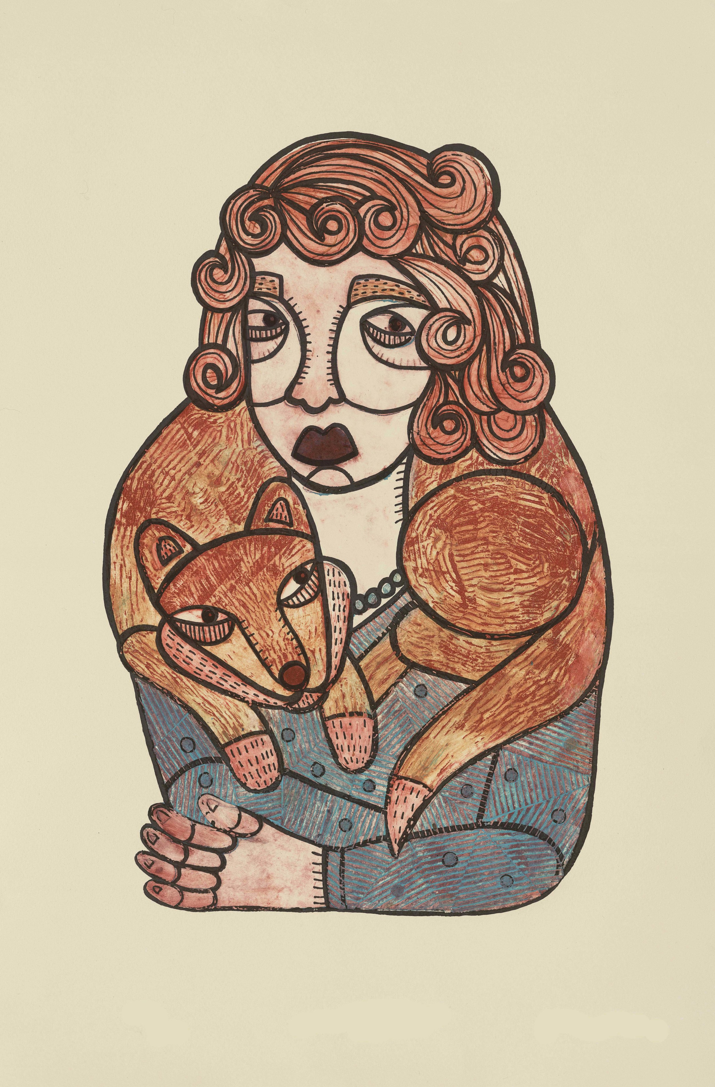 <i>This Fox is Alive</i> </br> collagraph, 2014